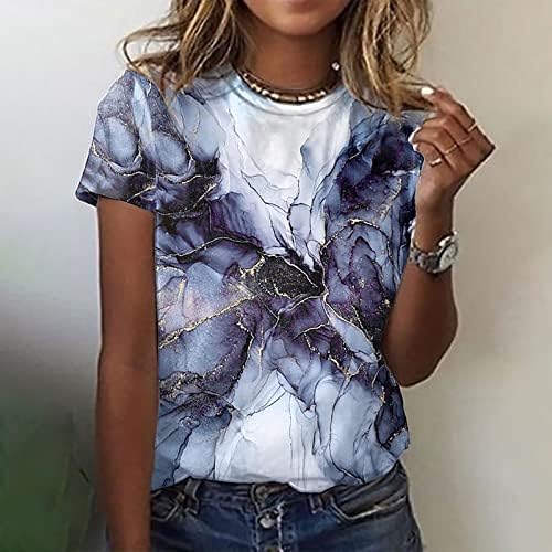 Adpan Womens svakodnevni ljetni print o vrat rezervoar na vrhu kratkih rukava majica Ležerne prilike labave majice