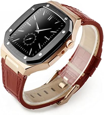 Hkidkk kožna traka na narukvicu metalni sat Case Bezel za Apple Watch serija 7 SE 6 5 4 3 IWATCH modfied dodaci