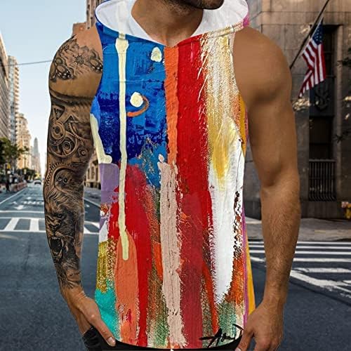 Bmisegm Summer mens Workout Shirts Mens Summer Independence Day Fashion Casual 3D Digitalni štampani prsluk