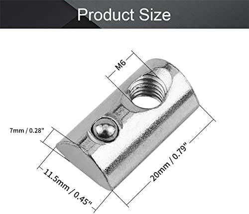 Agromax M6 T Slot Nut Carbon Steel roll-in Spring T Nut Ball Loaded Elastic Nuts for Machine Home 30 Series