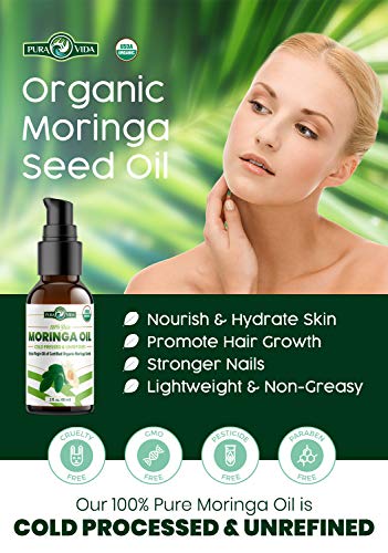 Pura Vida Moringa-organsko Moringa ulje za lice, kosu i kožu. Hladno prešano, organsko, aceite de
