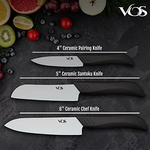 Vos univerzalni nož blok i keramički nož za čišćenje 4, 5, 6 inčni crni