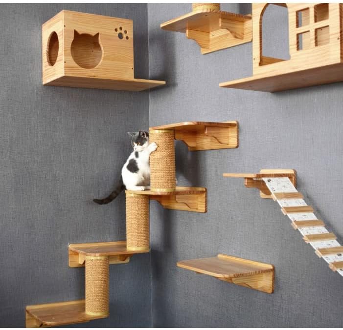 TONPOP mačka igračka mačka merdevine za most penjački okvir Mačka kuća na drvetu drvena platforma