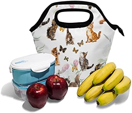 Nander višekratna torba za ručak lijepa mačka cvijet leptir ručak Tote Travel piknik posao Lunchbox