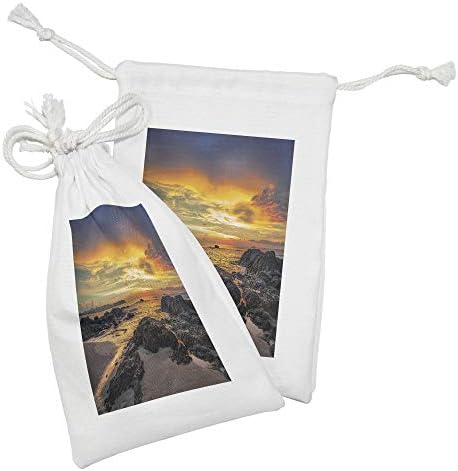 Ambesonne Beach tkanina Torbica od 2, šareno veličanstveni Sunrise nebo nad oceanom sa kamenom
