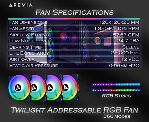 Apevia TL42-RGB Twilight 120mm Silent Dual-Ring RGB LED ventilator koji mijenja boju sa daljinskim upravljačem,