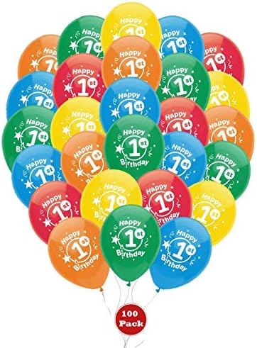 PMU Happy 1. rođendanski baloni 12-inčni lateks PKG / 100