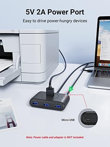 UGREEN USB Hub, 4-Port USB 3.0 Hub sa 3ft produžnim kablom, prenosivi USB razdjelnik velike brzine za MacBook