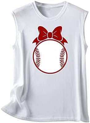 LCEPCY ženski slatki bejzbol tiska za bejzbol Top Crew Neck bez rukava Top ljetni grafički poklon za mamu