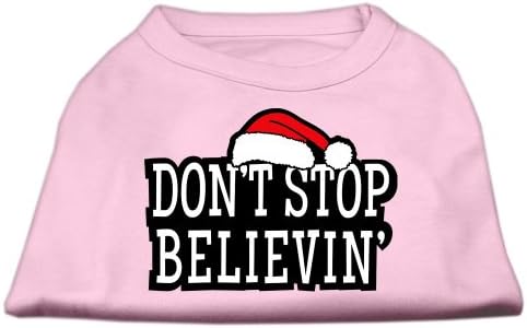 Mirage Pet Products 14-Inch Don't Stop Believin' Screenprint Shirts for Pets, Large, Light Pink