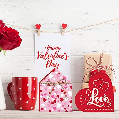 6 komada Valentinovana dekor dekor dekor Valentine Faux Knjige Bundle Valentine kamion Drveni znak Love