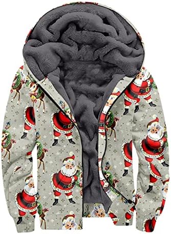 Brkewi Muške božićne jakne s dugim rukavima Slatke grafičke zimski kaputi preveli su puni patentni