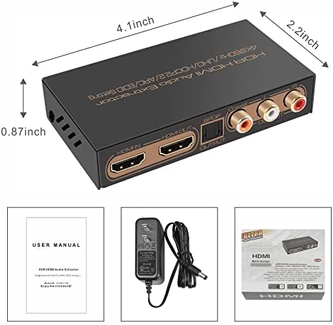 IarkPower 4K60Hz HDMI audio ekstraktor razdjelnik HDMI do optičkog koaksijalnog + RCA l / R Stereo