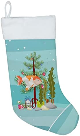 Caroline's bysures CK4513CS Lionhead Goldfish Merry Božićne božićne čarape, kamin Viseće čarape Božićna