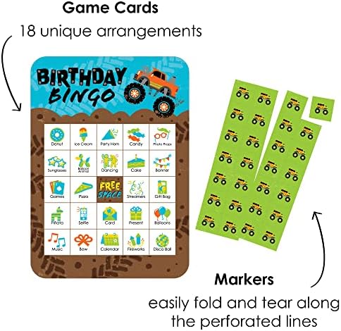 Velika tačka sreće Smash and Crash - Monster Truck - picture Bingo kartice i markeri - Boy Birthday Party