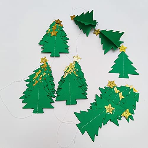 Mybbshower 3D papir Božić sa Gold Star Garland za božićnu prazničnu zabavu Novogodišnja zabava Kućni odmor Unutarnji