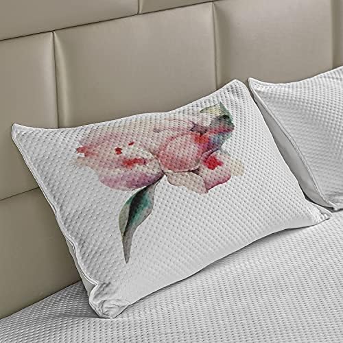 Ambesonne breskva pletena jastuk, ručno crtane akvarelne ploče Peonies Realističan cvijet u toploj