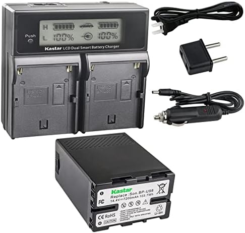 Kastar 1-Pack U100 i AC LCD Dual Brzi punjač Kompatibilan sa Sony BP-U30 BP-U35 BP-U60 BP-U60 BP-U66 BP-U65 BP-U68