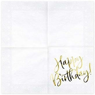 Bijeli i zlatni 'sretan rođendan' Papery Party salvete X 20