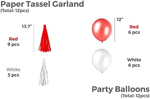 46 kom crveno i bijelo rođendan ukrasi, navijači papira, baloni, sretan baner za rođendan sa zlatnim