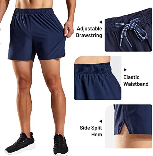 Haimont 5 inčni muški suhi fit trčanje atletske kratke hlače s džepovima, vodootporna lagana teretana