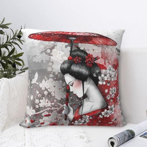 Gearsly Geisha Cherry cvjetovi japanski bacanje jastuci, baršunaste jastučnice ukrasni jastuk za kauč