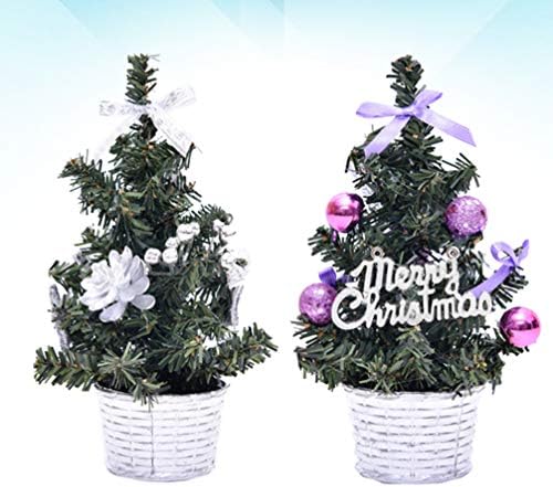 Lioobo 2pcs Mini umjetni božićni stablo Pot model Stolni stol poklon sa bauble ukrasi za kućni hotelski kafe