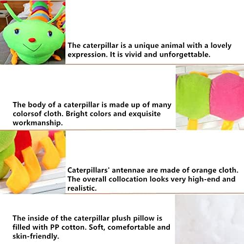Aucooma Caterpillar Punjeni životinjski jastuci Višebojne plišane igračke za dječje poklone 23.6