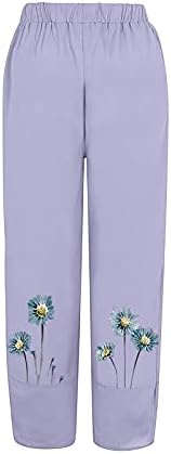 HAREM ravne ručke pantalone za pantalone za dame za dame posteljina maslačka cvjetna grafika labave pantalone teen djevojka 2023 sx