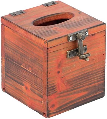 Vintiquewise kvadratni drveni rustikalni nosač kutije za zaključavanje tkiva