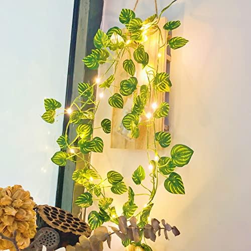 Sezrgiu Umjetna lubenica vijenac za lišće Vine Fairy Lights sa 20 LED bakrena žičana svjetla na baterije za