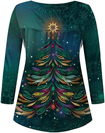Sortirano božićno drvce Henley majice za žene, četvrtinu gumb gore dugih rukava s dugim rukavima Dresisana