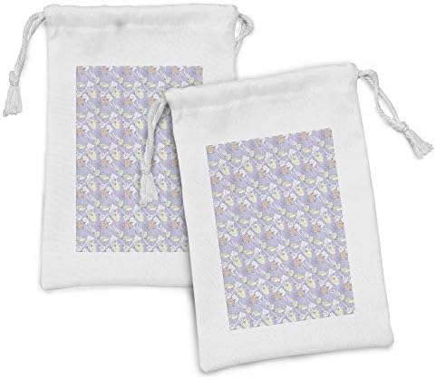 AMBESONNE Tkanina od tkanina od 2, japanskog stila životinje i cvijeća na terenu lavande na