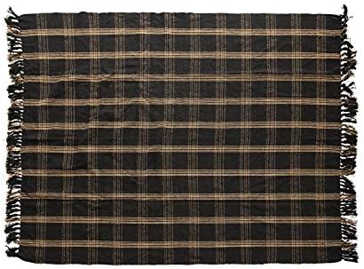 Kreativni zadružni kaid crni & tan Fringed tkani pamučni mješavina baca 60 inča x50