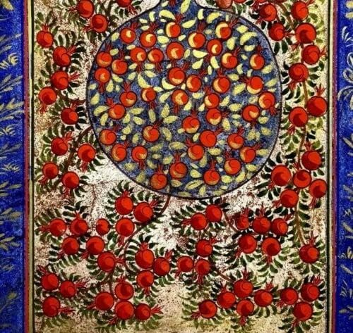 Minijaturna slika perzijski umjetnički rad svileni papir ručno rađeno Drvo života 9, 7x7