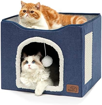 Kreveti za mačke za zatvorene mačke - velika mačja pećina za kućicu za kućne ljubimce sa lepršavom kuglicom