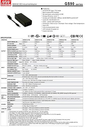 Desktop industrijski Adapter 90W 24V 3.75 a GS90A24-P1M Meanwell AC-DC SMPS Gs90 serija znači dobro