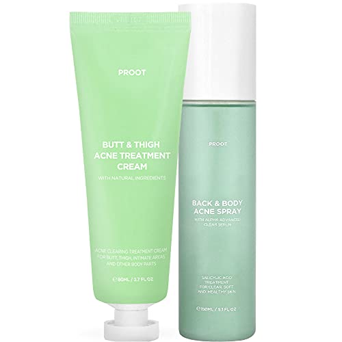 PROOT Butt Acne Spot Treatment Cream + back & body acne Spray Bundle | treatment krema i sprej za tijelo za