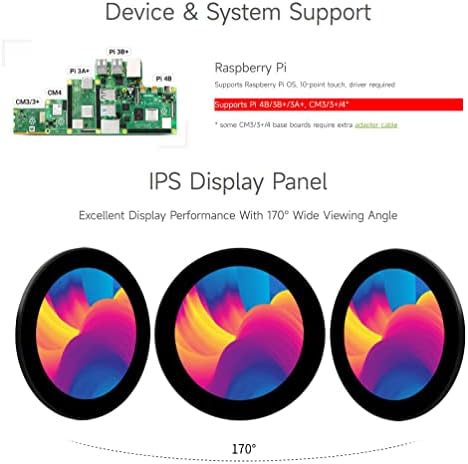 Wavethare 3.4inch DSI okrugli dodirni ekran, 800 × 800, Ips, 10-točak, podržava maline PI 4B / 3B + / 3A