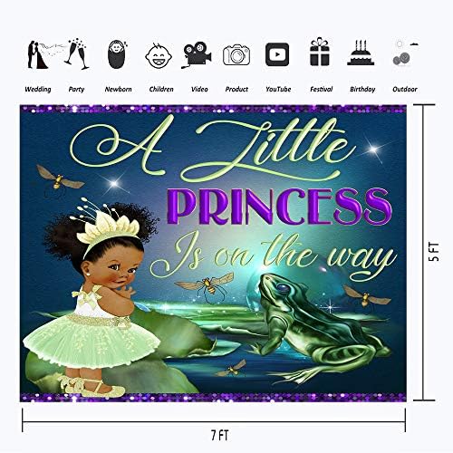 Vinil princeza i žaba Pozadine za fotografiju 7x5 Afrička princeza pozadina Sretan rođendan Glitter