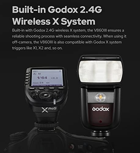 Godox V860III-s TTL 2.4 G GN60 Blic kamere, 76w 1/8000s HSS, 2600 mAh punjiva Li-on baterija, 2W LED