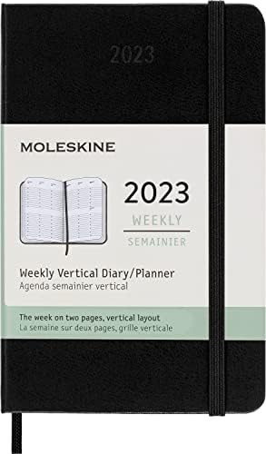 Moleskine Classic 12. mjesec 2023. Nedjeljni vertikalni planer, tvrdi poklopac, džep, crni