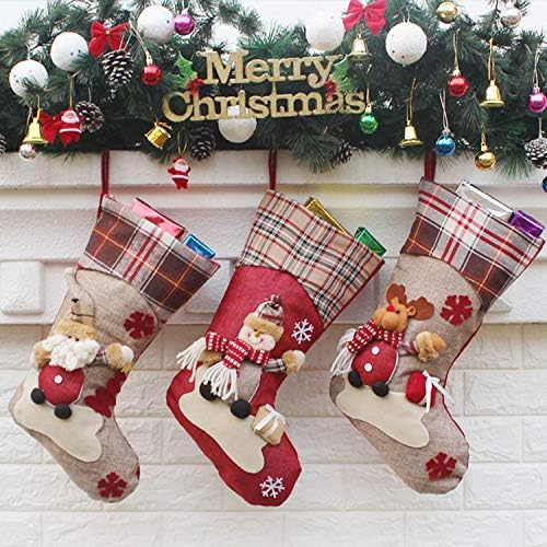 Tiandirenhe 18 3pcs Personalizirane božićne čarape, personalizirane čarape Božićni Santa, Snowman, Reindeer,
