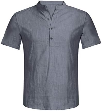 XXBR pamučne posteljine Henley majice za muške kratkih rukava ljetni plažni vrhovi Slim Fit lagana majica