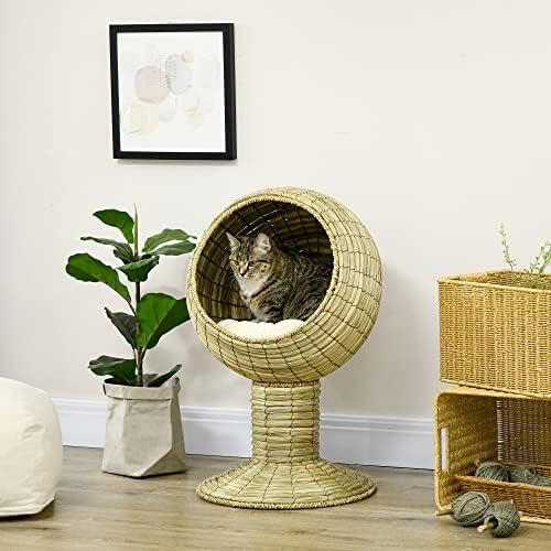PawHut uzdignuti krevet za mačke sa rotirajućom stolicom za jaja, krevet za mačke sa debelim