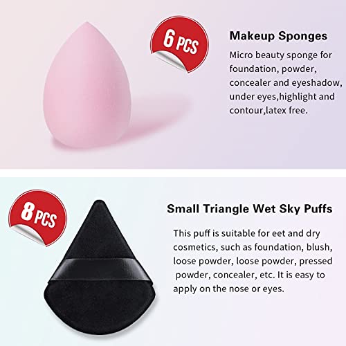 14kom puder Puff &sunđer za miješanje šminke, Wsyub Professional beauty Makeup Set - 6kom Pink Makeup Blender