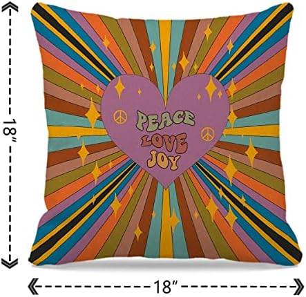 NOGRIT INSPIRiration citat Joy Mir Love Backing Jastuk 18x18 inča Retro 60S 70s Hippie Heart Peacc