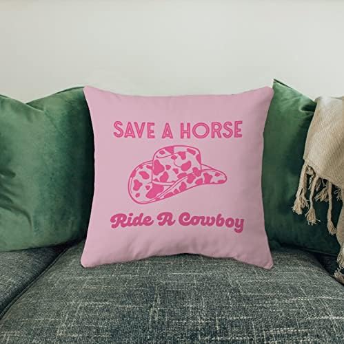 Safito Preppy Spremi konja Kaubojski ukrasni jastuk za bacanje 18 × 18 inča, dekor spavaćih soba