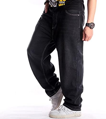Smiopdes muške vrećaste traperice labave fit hip hop hlače - klasične ravne skateboard traperice