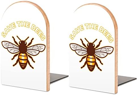 Sačuvajte Bees Bookends dekorativni Print drveni krajevi knjiga za pakovanje Police od 1 para